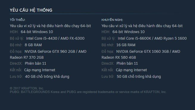 Những Lưu Ý Khi lựa chọn Cấu Hình Chơi PUBG